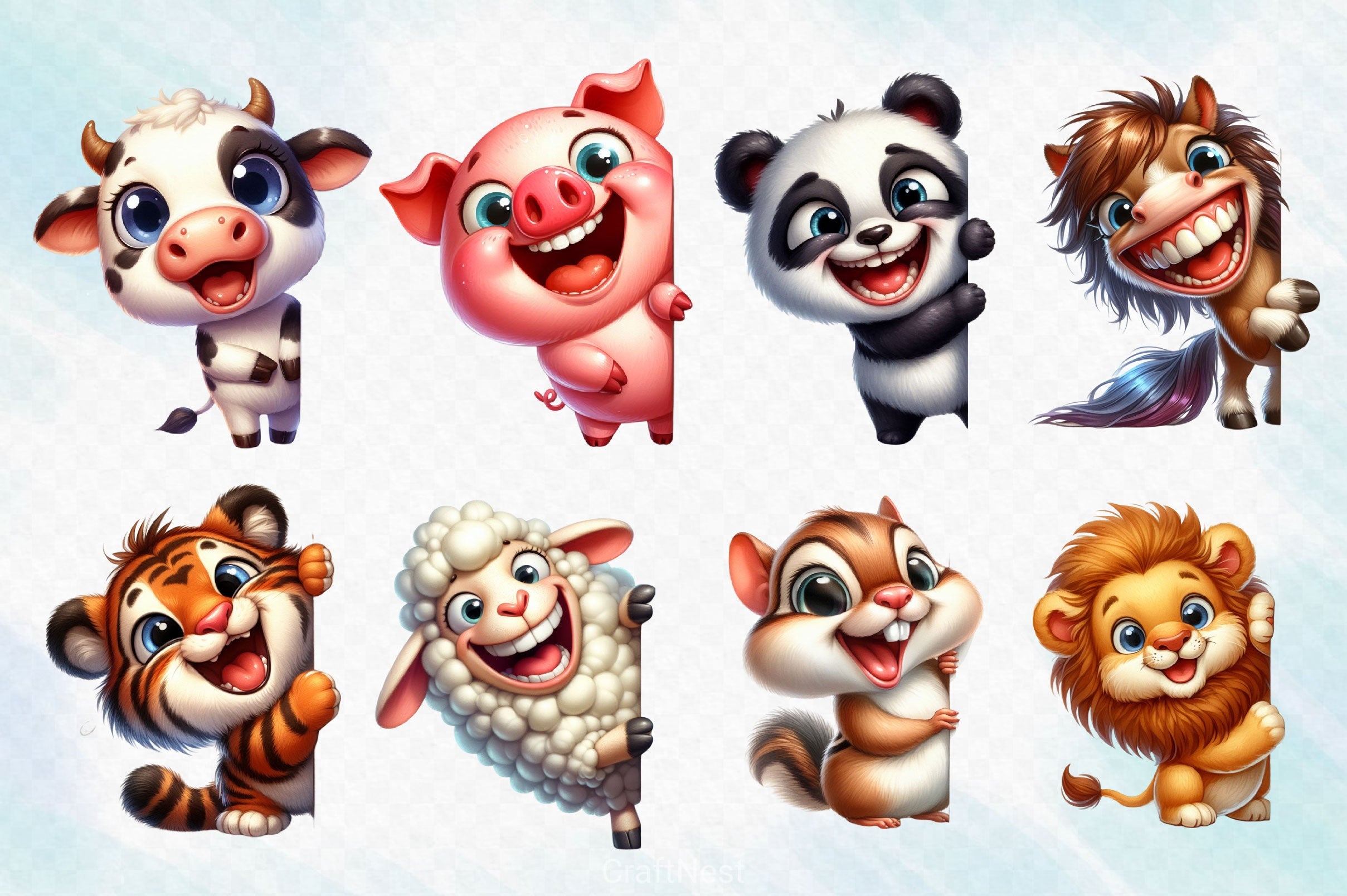 Funny Animals Peeking Around Corner Clipart Bundle 7 - CraftNest - Digital Crafting and Art