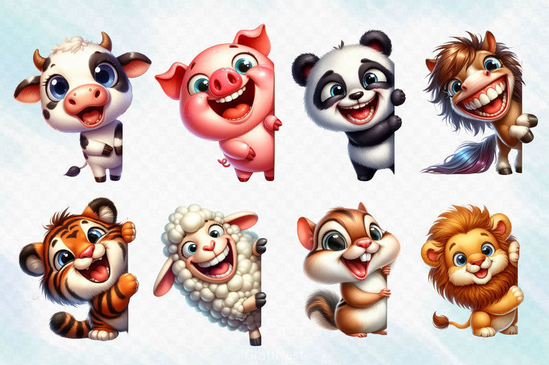 Funny Animals Peeking Around Corner Clipart Bundle 7 - CraftNest - Digital Crafting and Art