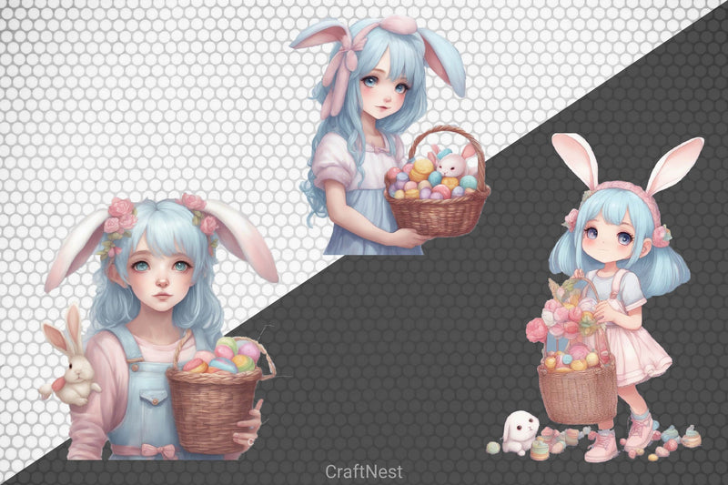 Cute Kawaii Girl Clipart Bundle - CraftNest - Digital Crafting and Art