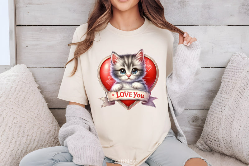 Love You Cat Valentine's Day Clipart Bundle 8 - CraftNest - Digital Crafting and Art