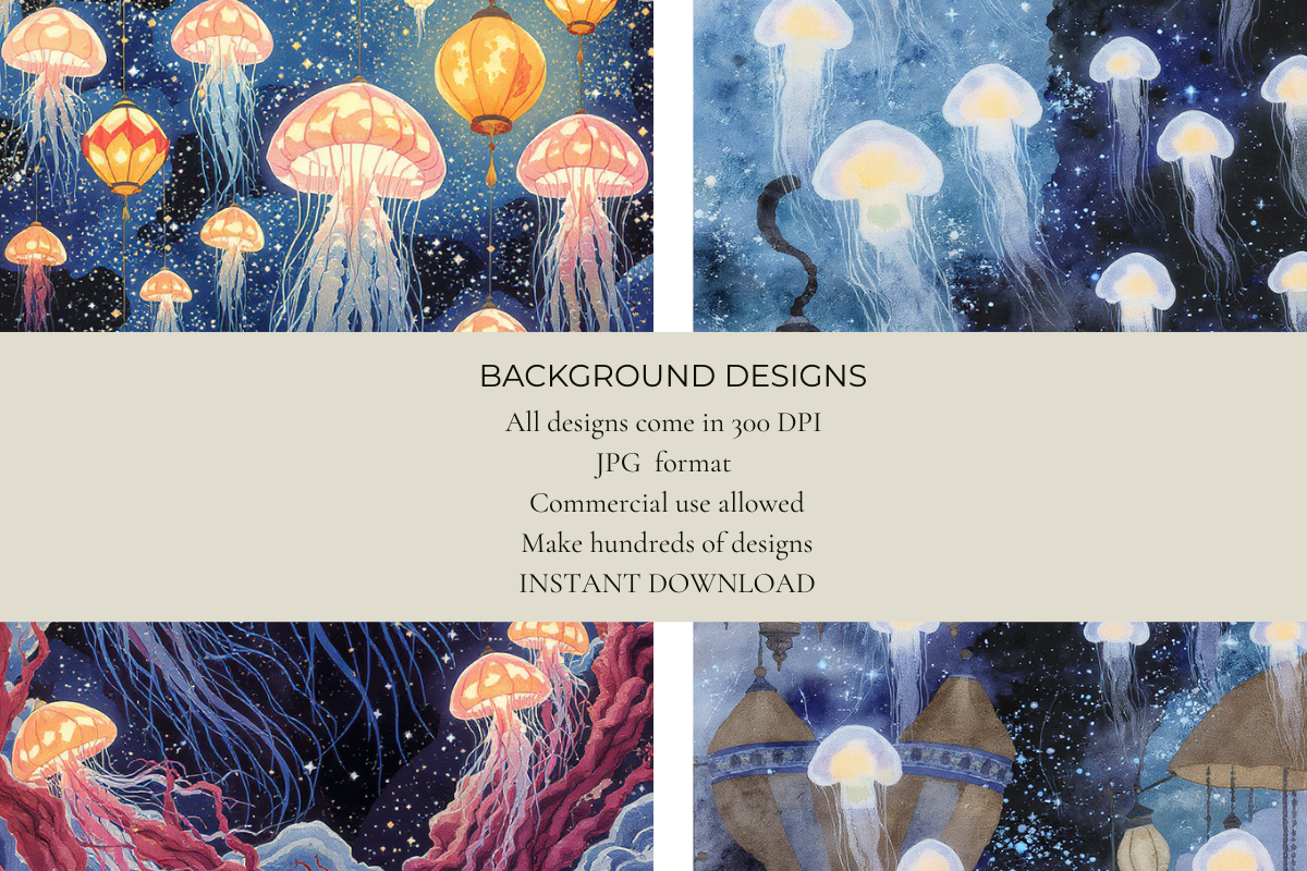 Lantern Jellyfish Junk Journal Papers