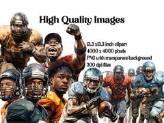 Afro-American Football Players Clipart - CraftNest