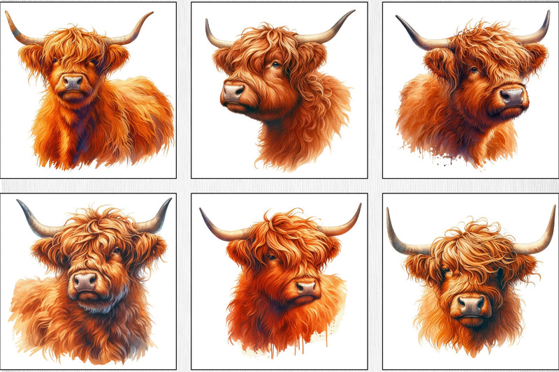 Highland Cow Clipart Bundle - CraftNest - Digital Crafting and Art