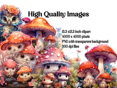 Kawaii Mushrooms Clipart - CraftNest