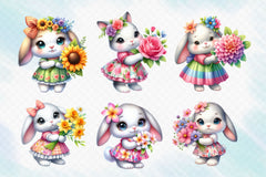 Collection Of Bunny And Bouquet Clipart Bundle - CraftNest - Digital Crafting and Art