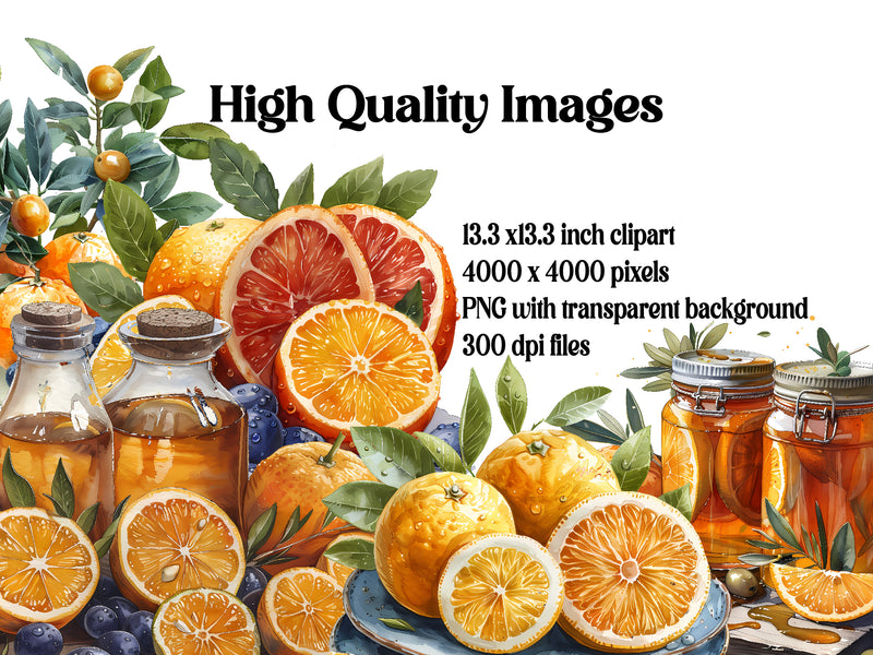 Mediterranean Citrus Clipart - CraftNest - Digital Crafting and Art