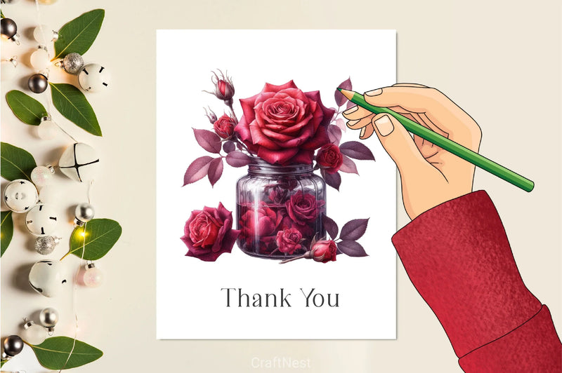 Rose In Vase Clipart Bundle - CraftNest - Digital Crafting and Art