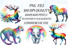 Rainbow Animals Clipart 22 - CraftNest - Digital Crafting and Art