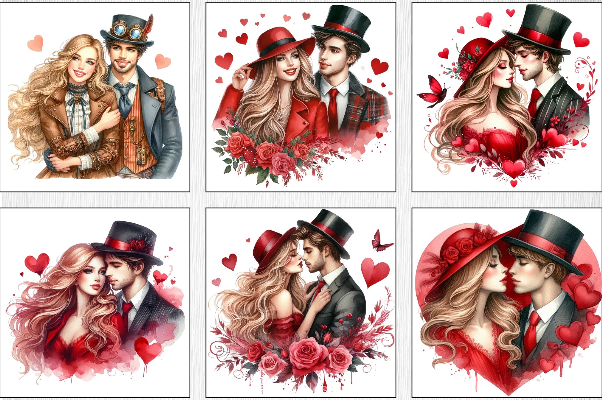 Valentine Romantic Couple Clipart Bundle 8 - CraftNest - Digital Crafting and Art