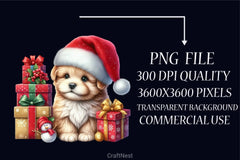 Cute Dog Santa Hat Clipart Bundle - CraftNest - Digital Crafting and Art