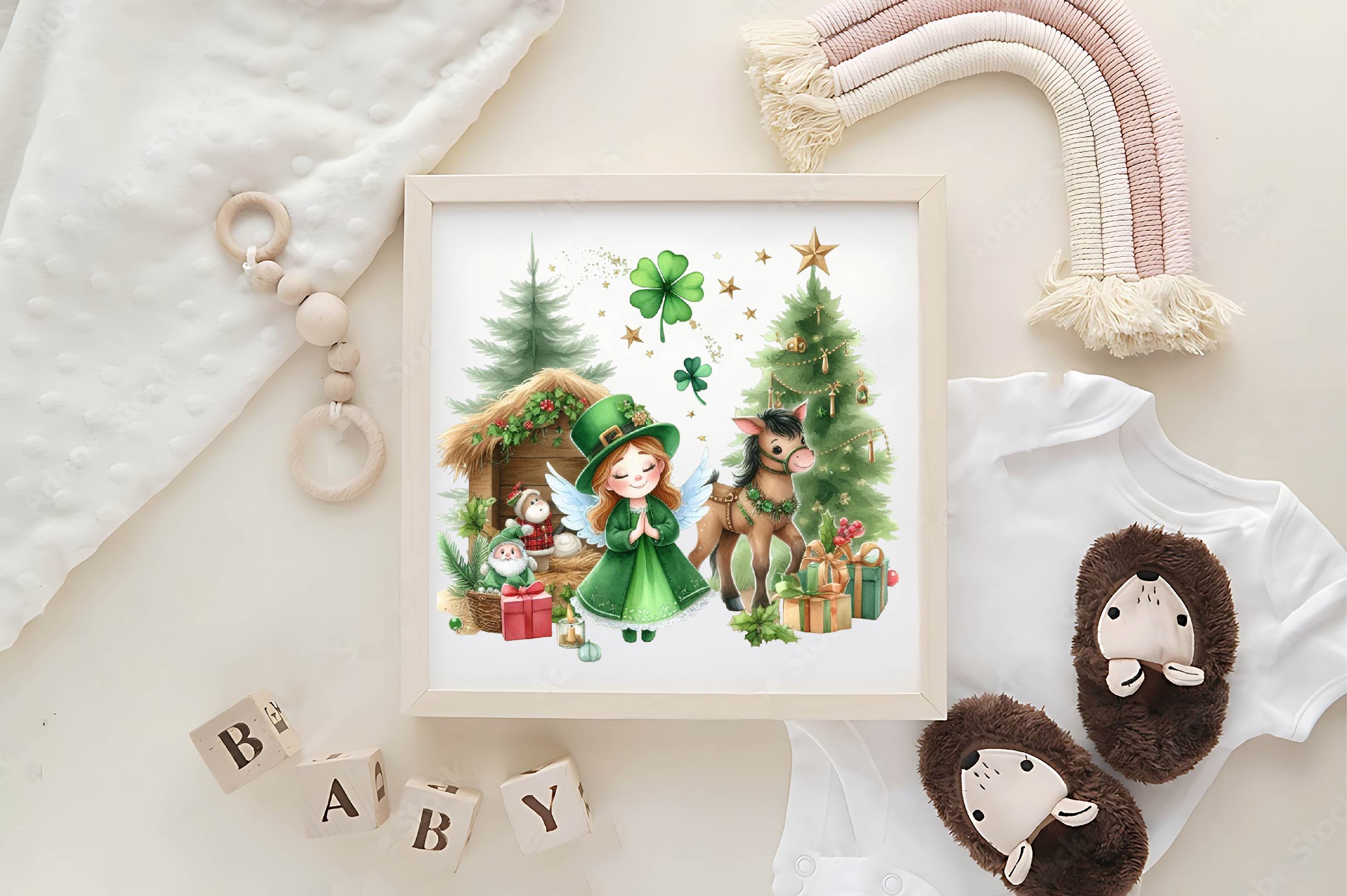 Cute St Patricks Day Nativity Scene Clipart Bundle - CraftNest - Digital Crafting and Art