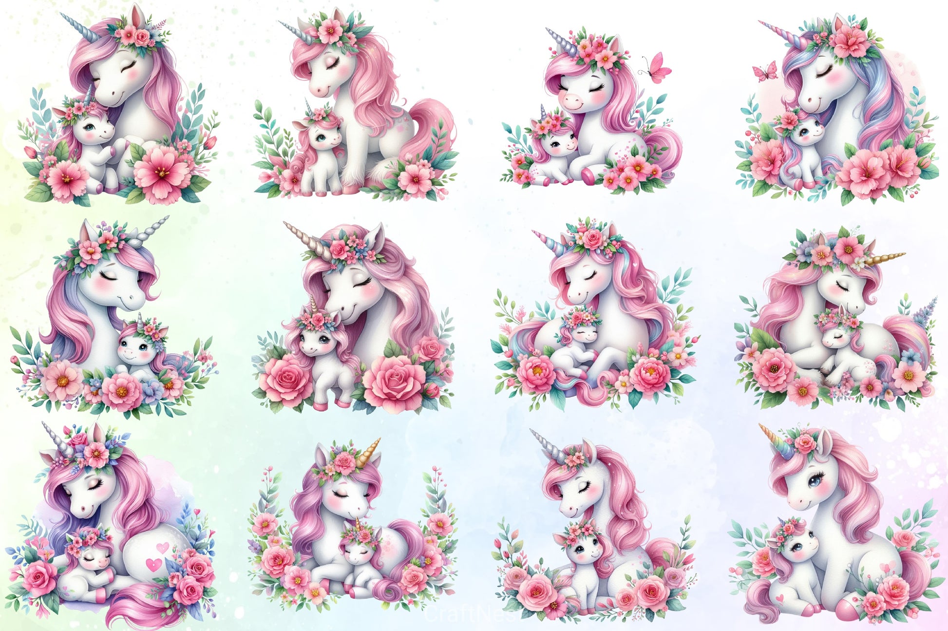 Mother's Day Unicorn Clipart Bundle - CraftNest - Digital Crafting and Art