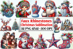 Faux Rhinestones Christmas Clipart Bundle - CraftNest - Digital Crafting and Art