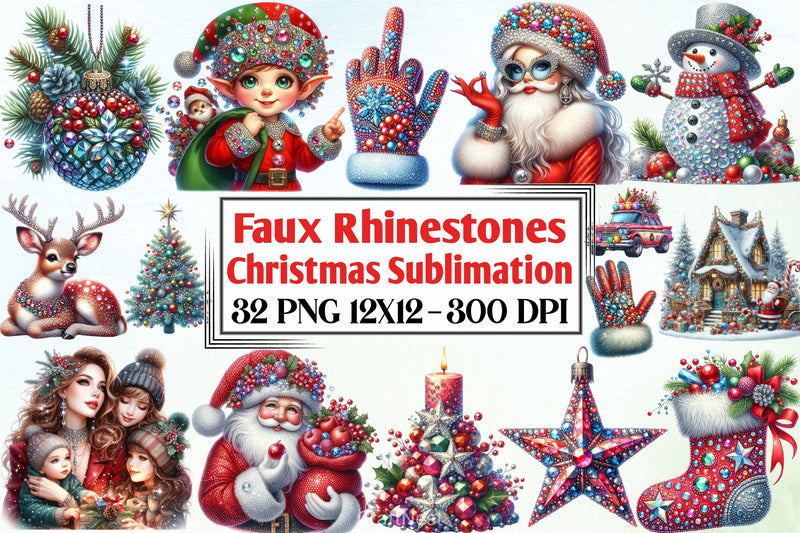 Faux Rhinestones Christmas Clipart Bundle - CraftNest - Digital Crafting and Art