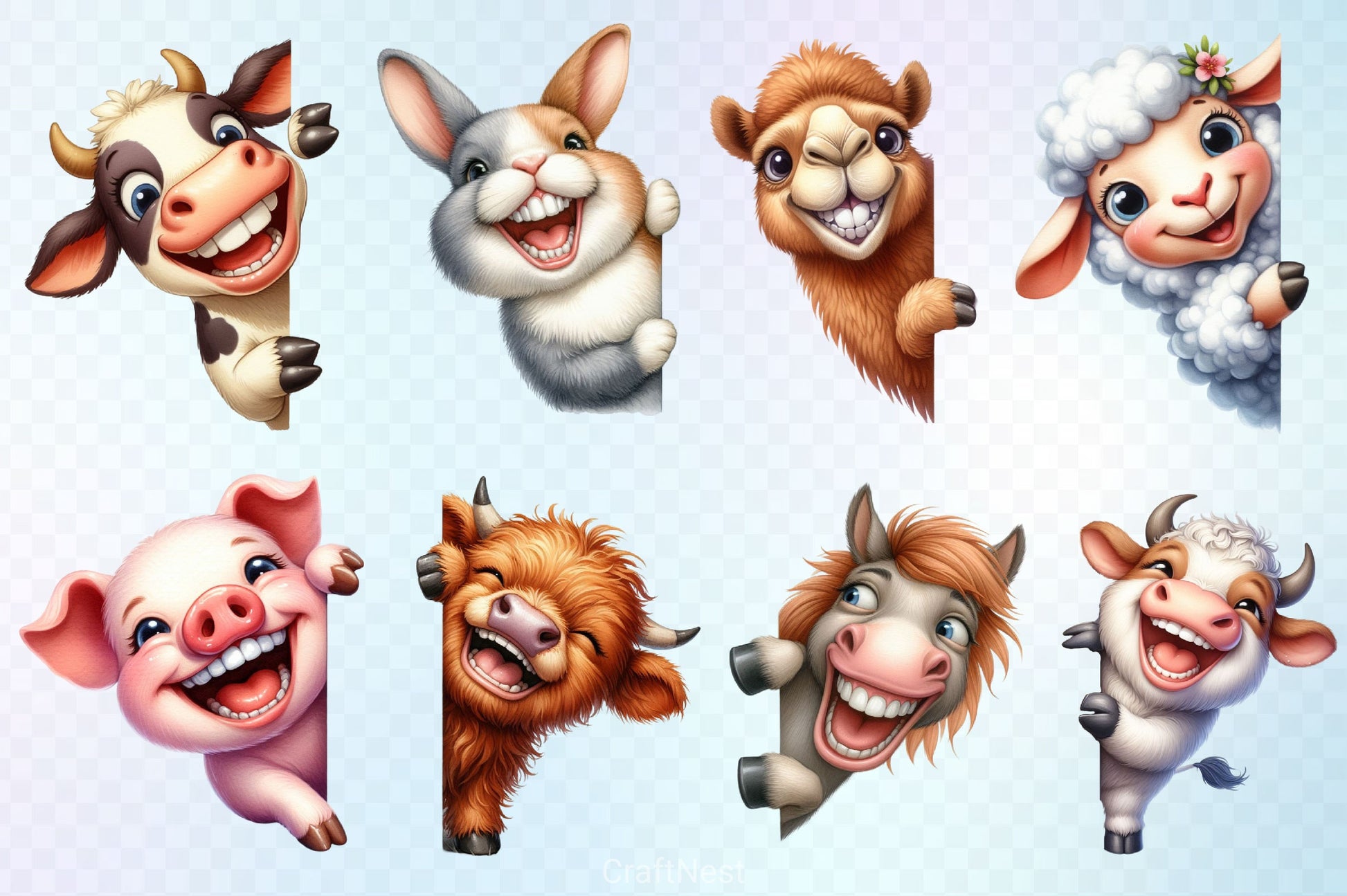 Funny Animals Peeking Around Corner Clipart Bundle 4 - CraftNest - Digital Crafting and Art