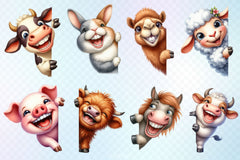 Funny Animals Peeking Around Corner Clipart Bundle 4 - CraftNest - Digital Crafting and Art