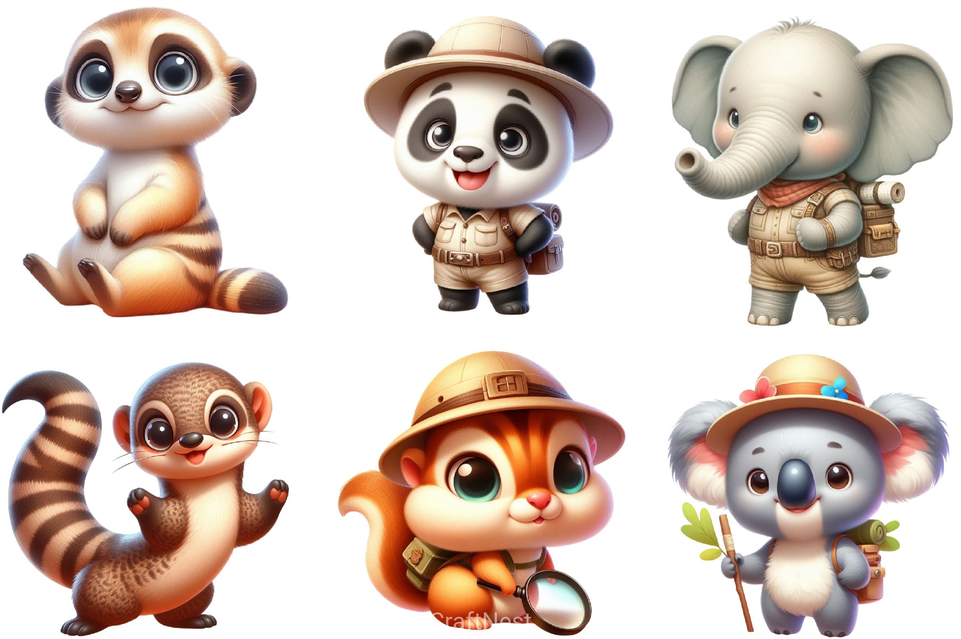 Baby Safari Animals Clipart Bundle - CraftNest - Digital Crafting and Art