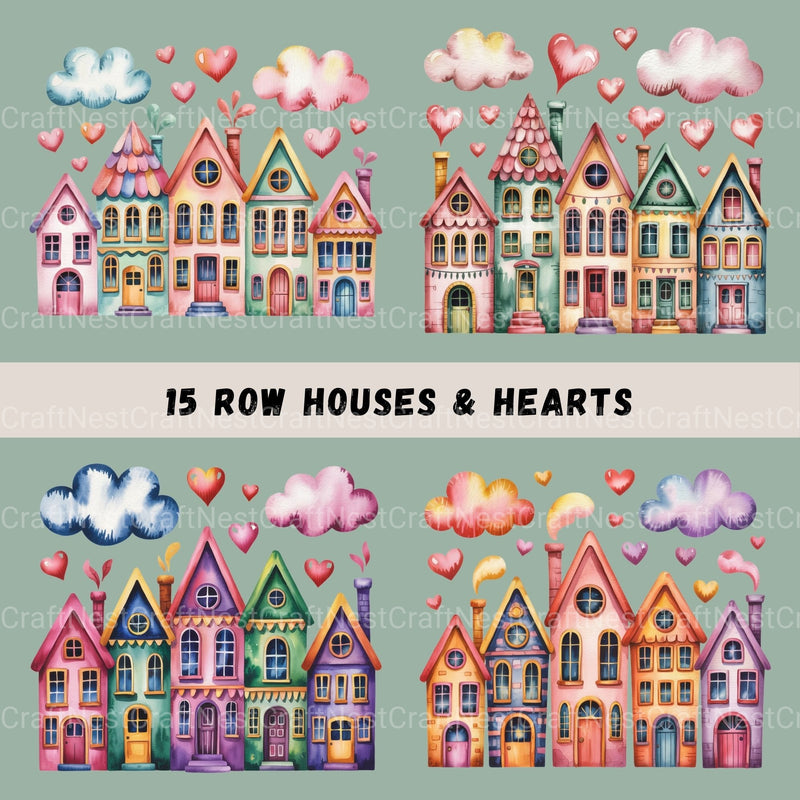 Row Houses 2 Clipart Bundle - CraftNest - Digital Crafting and Art