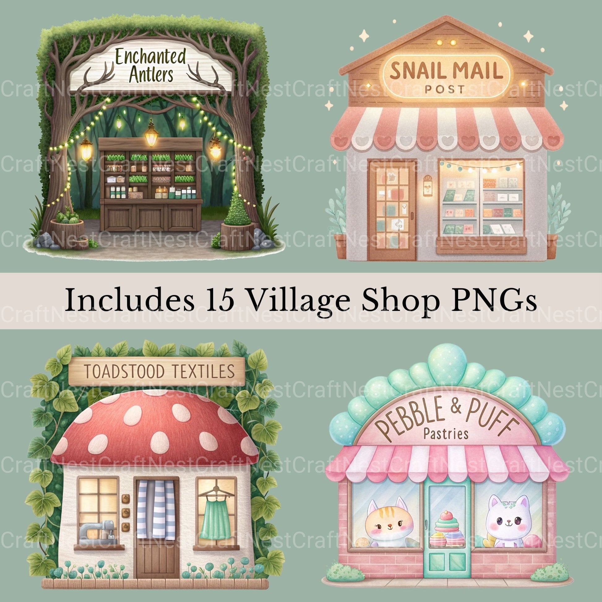 Enchanted Village Shops Clipart Bundle - CraftNest - Digital Crafting and Art