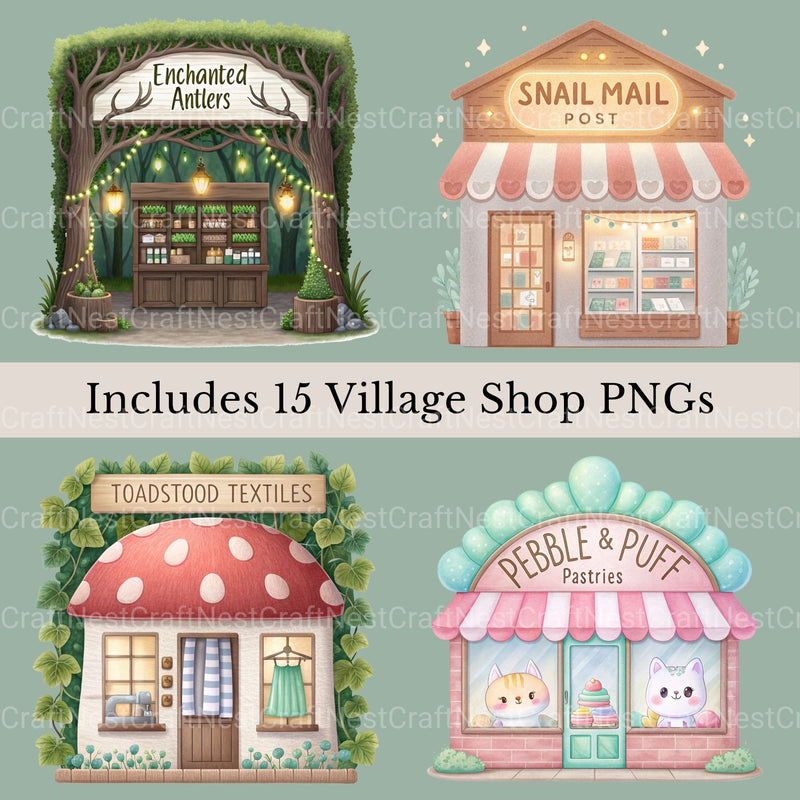 Enchanted Village Shops Clipart Bundle - CraftNest - Digital Crafting and Art