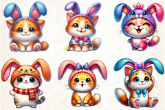 Cute Easter Cat Clipart Bundle - CraftNest - Digital Crafting and Art