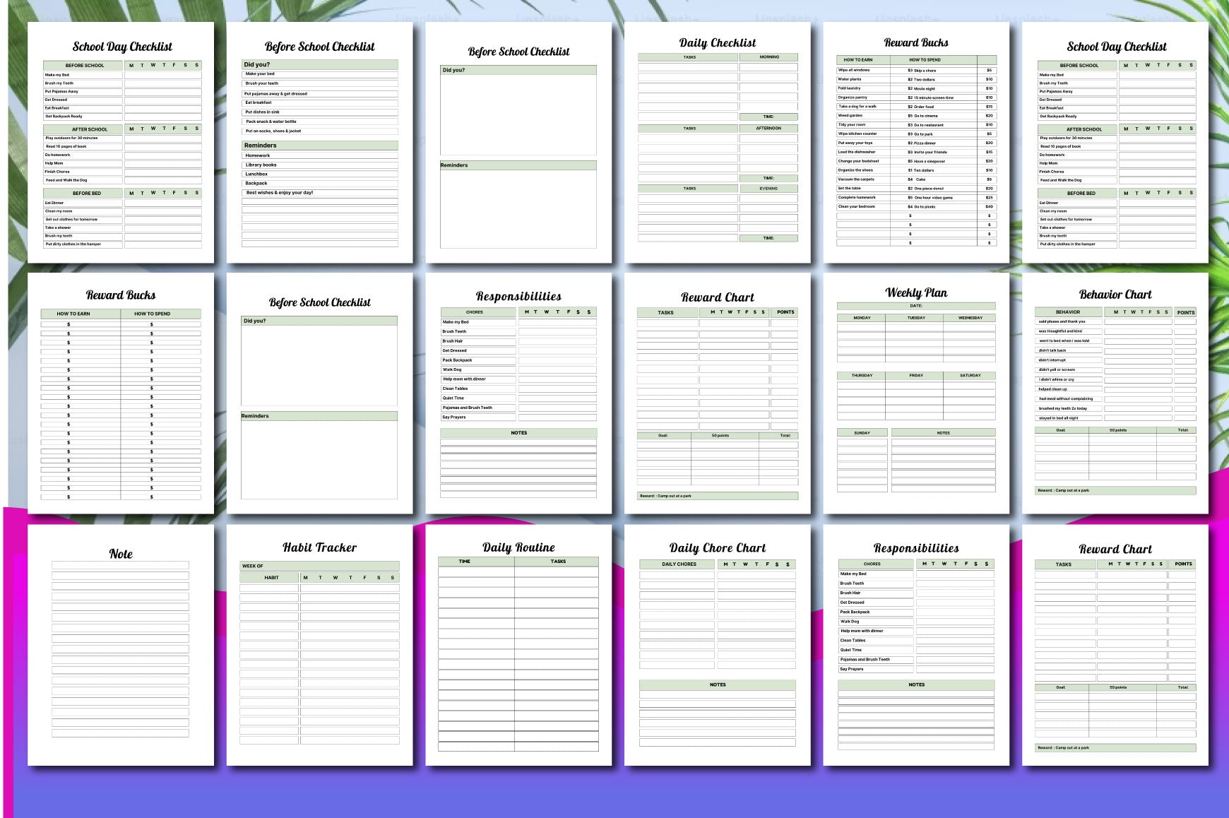 Kids Chore Charts Planner