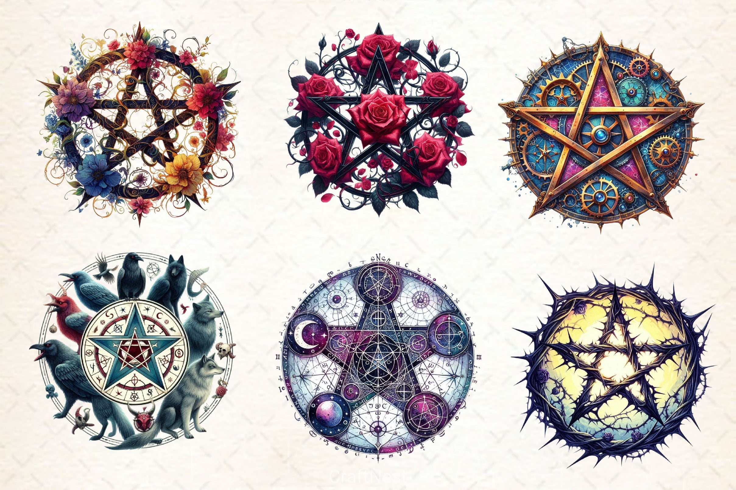 Gothic Pentacles Clipart Bundle - CraftNest - Digital Crafting and Art