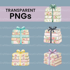 Floral Books Ribbons Clipart Bundle - CraftNest - Digital Crafting and Art