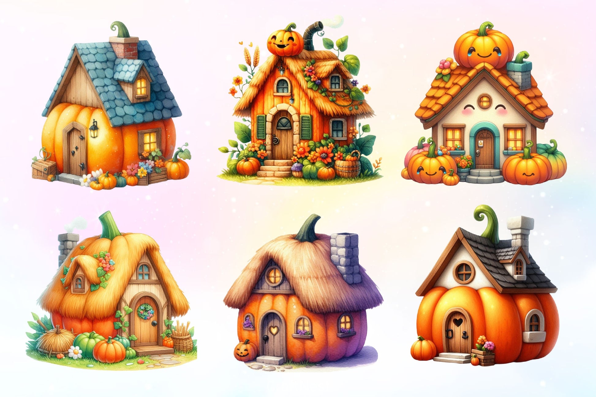 Pumpkin Cottage Clipart Bundle 2 - CraftNest - Digital Crafting and Art