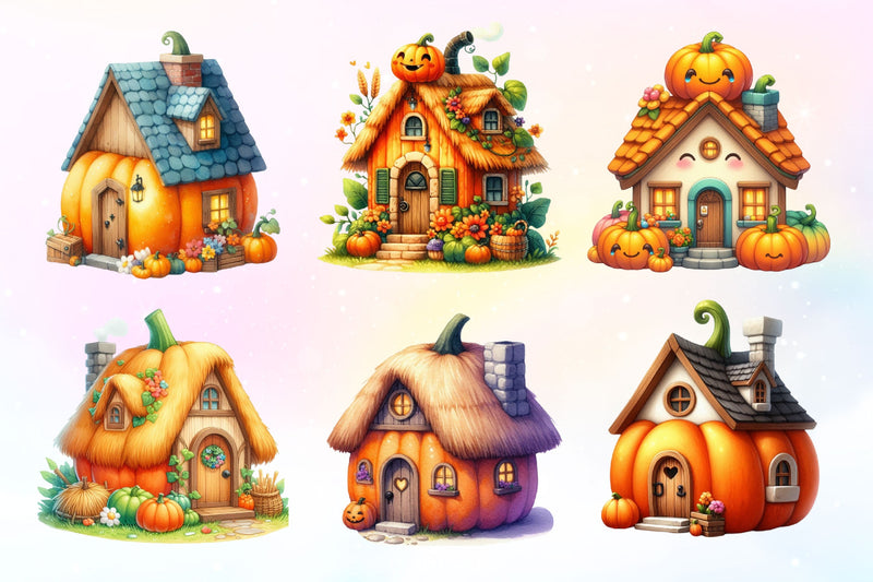 Pumpkin Cottage Clipart Bundle 2 - CraftNest - Digital Crafting and Art
