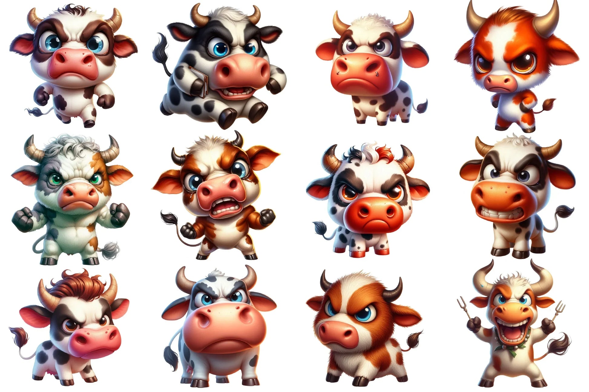 Angry Cow Clipart Bundle - CraftNest - Digital Crafting and Art