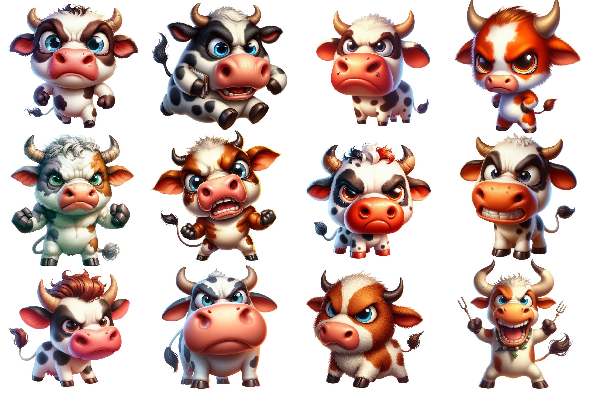 Angry Cow Clipart Bundle - CraftNest - Digital Crafting and Art