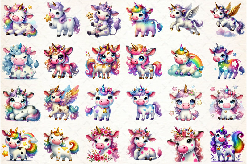 Unicorn Cow Clipart Bundle 19 - CraftNest - Digital Crafting and Art