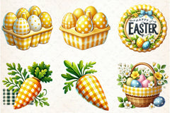 Yellow Easter Gingham Clipart Bundle - CraftNest - Digital Crafting and Art