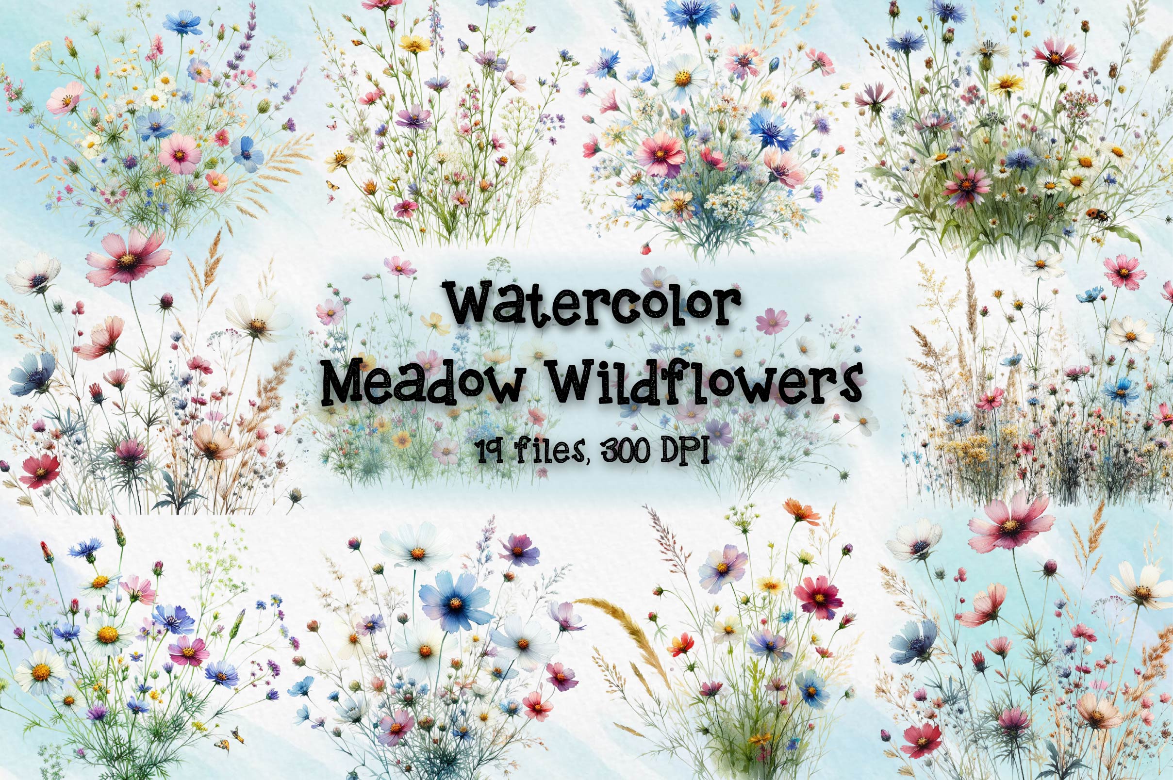 Meadow Wildflowers Clipart Bundle - CraftNest - Digital Crafting and Art