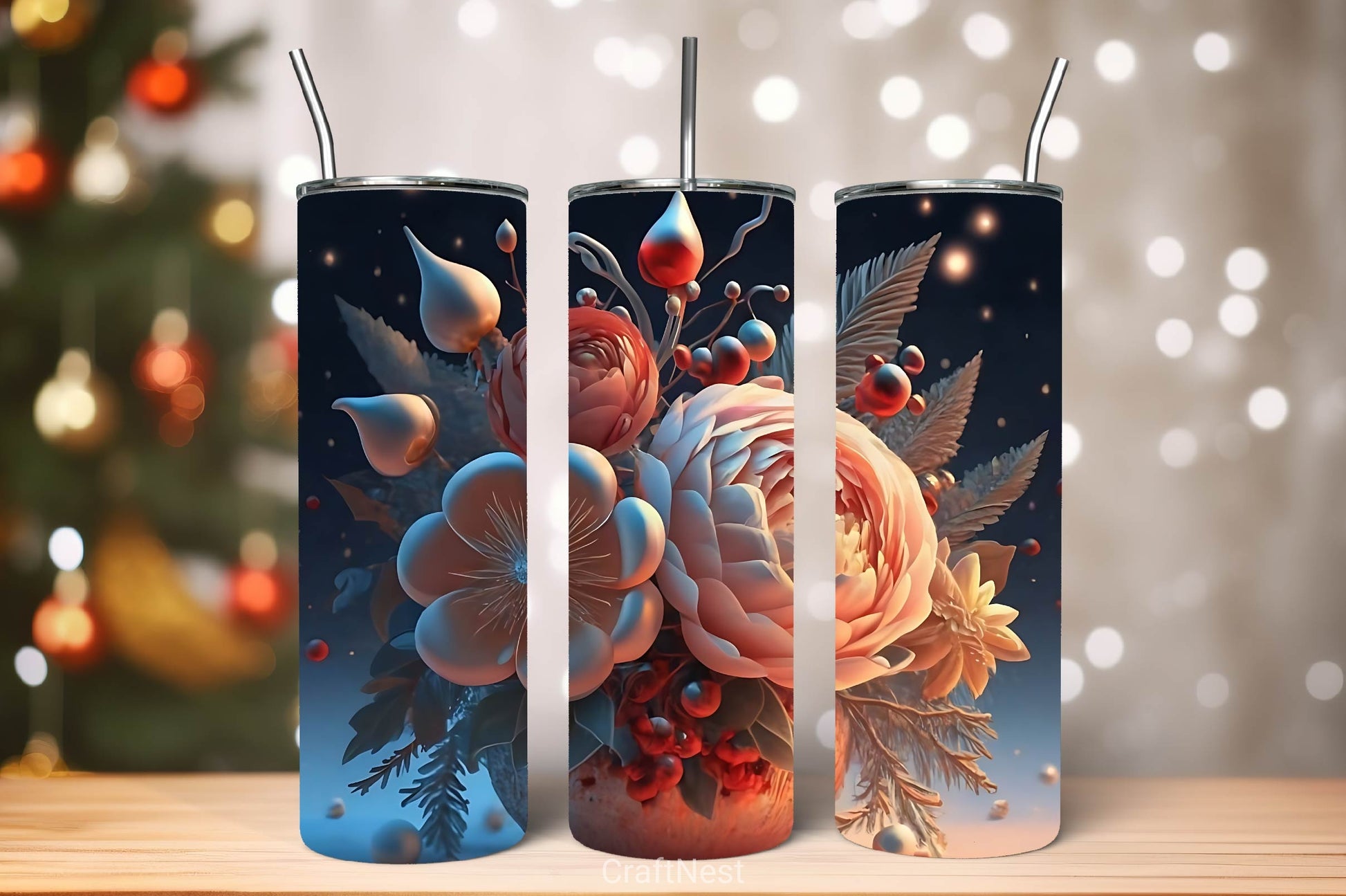 Flower Tumbler Wrap Bundle 22 - CraftNest - Digital Crafting and Art