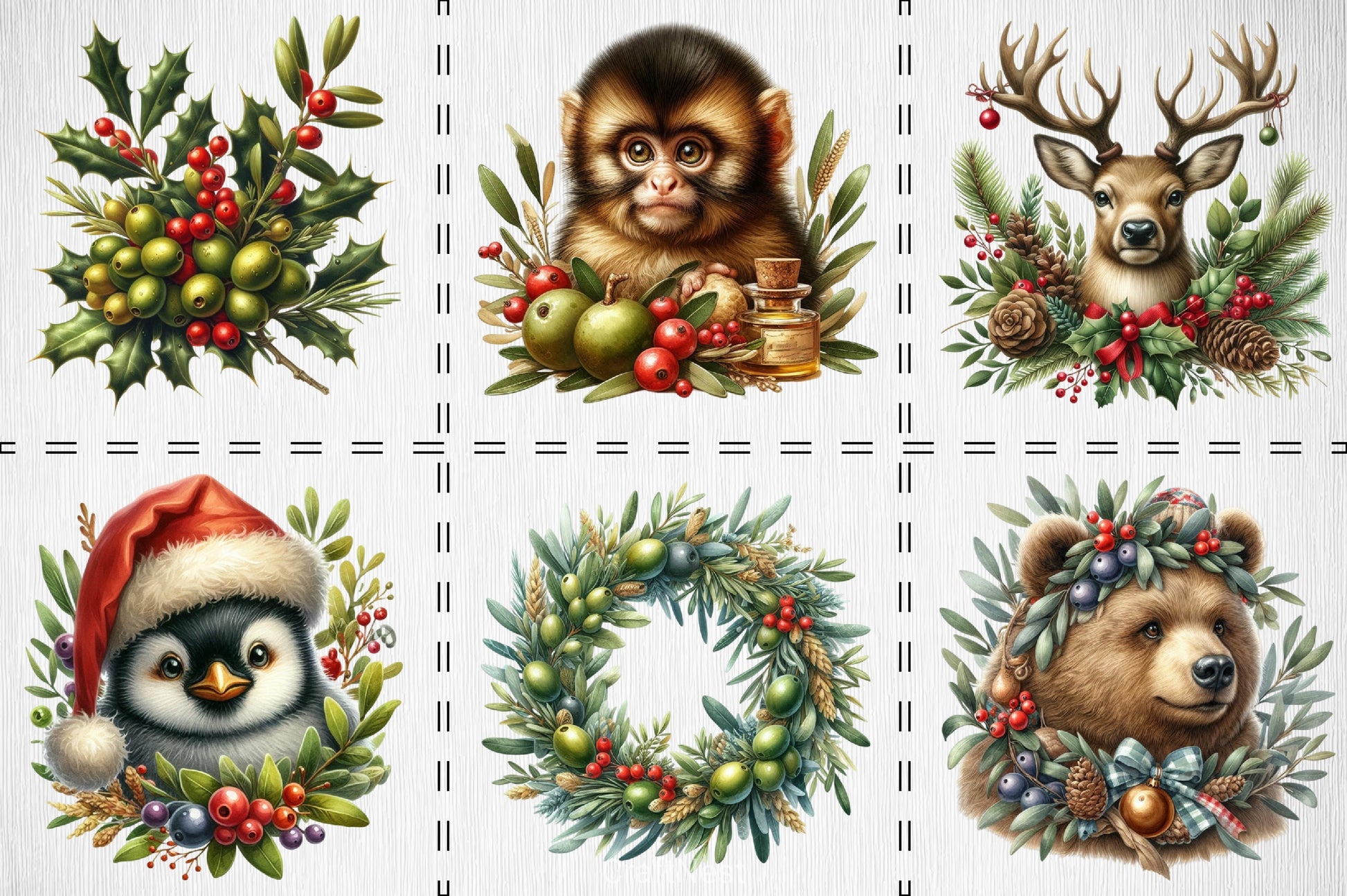 Olive Rustic Christmas Clipart Bundle - CraftNest - Digital Crafting and Art