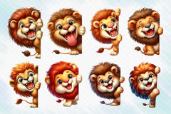 Lion Peeking Around Corner Clipart Bundle 2 - CraftNest - Digital Crafting and Art