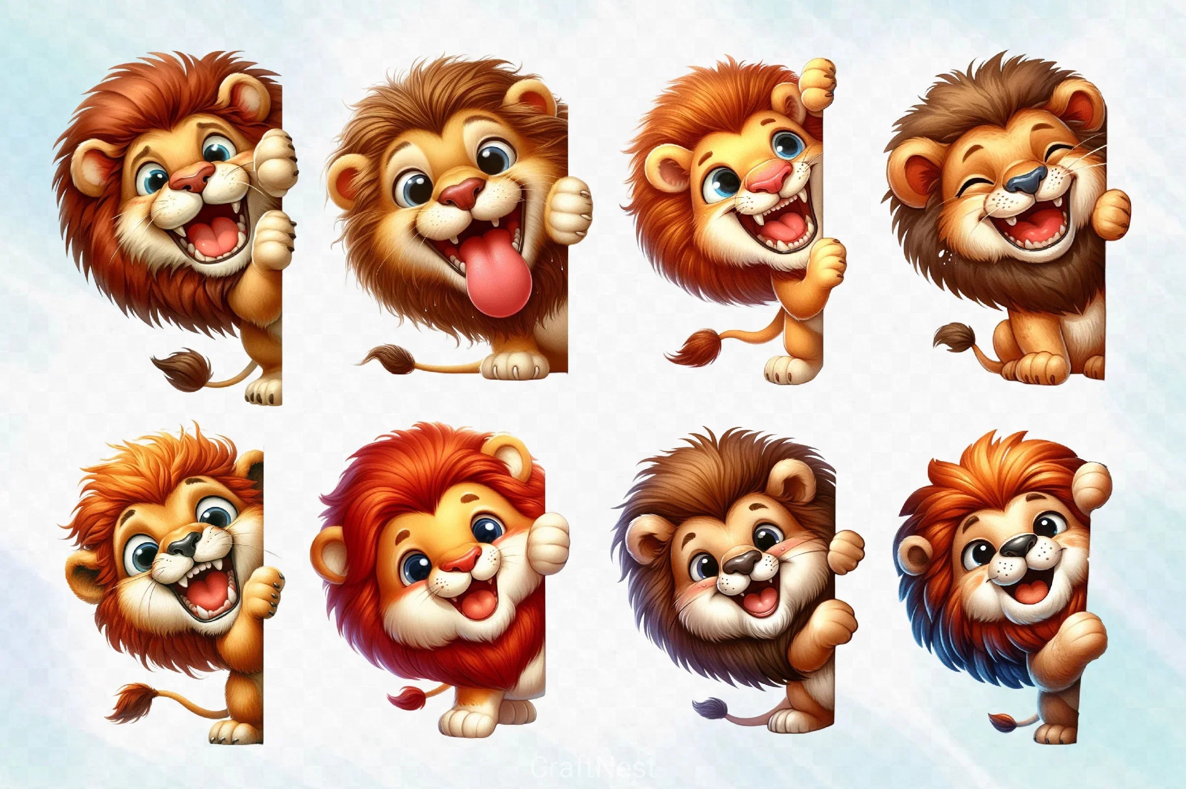 Lion Peeking Around Corner Clipart Bundle 2 - CraftNest - Digital Crafting and Art