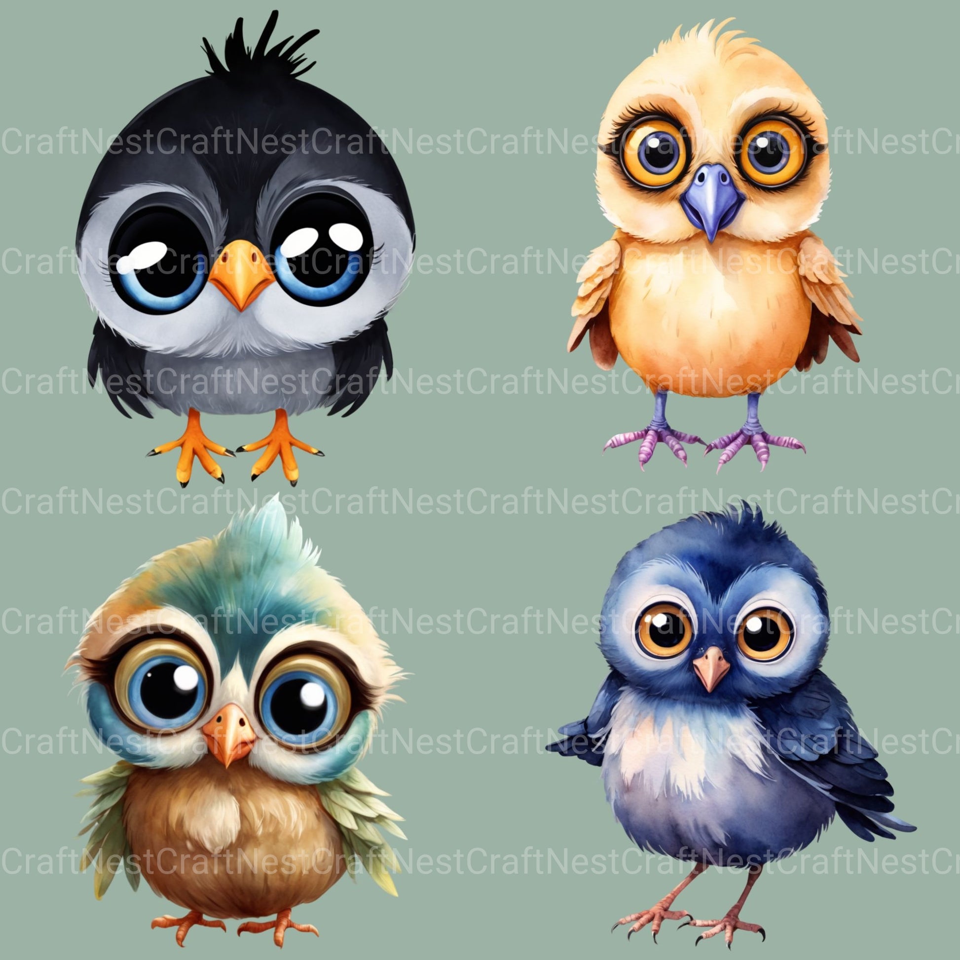 Cute Baby Birds Clipart Bundle - CraftNest - Digital Crafting and Art
