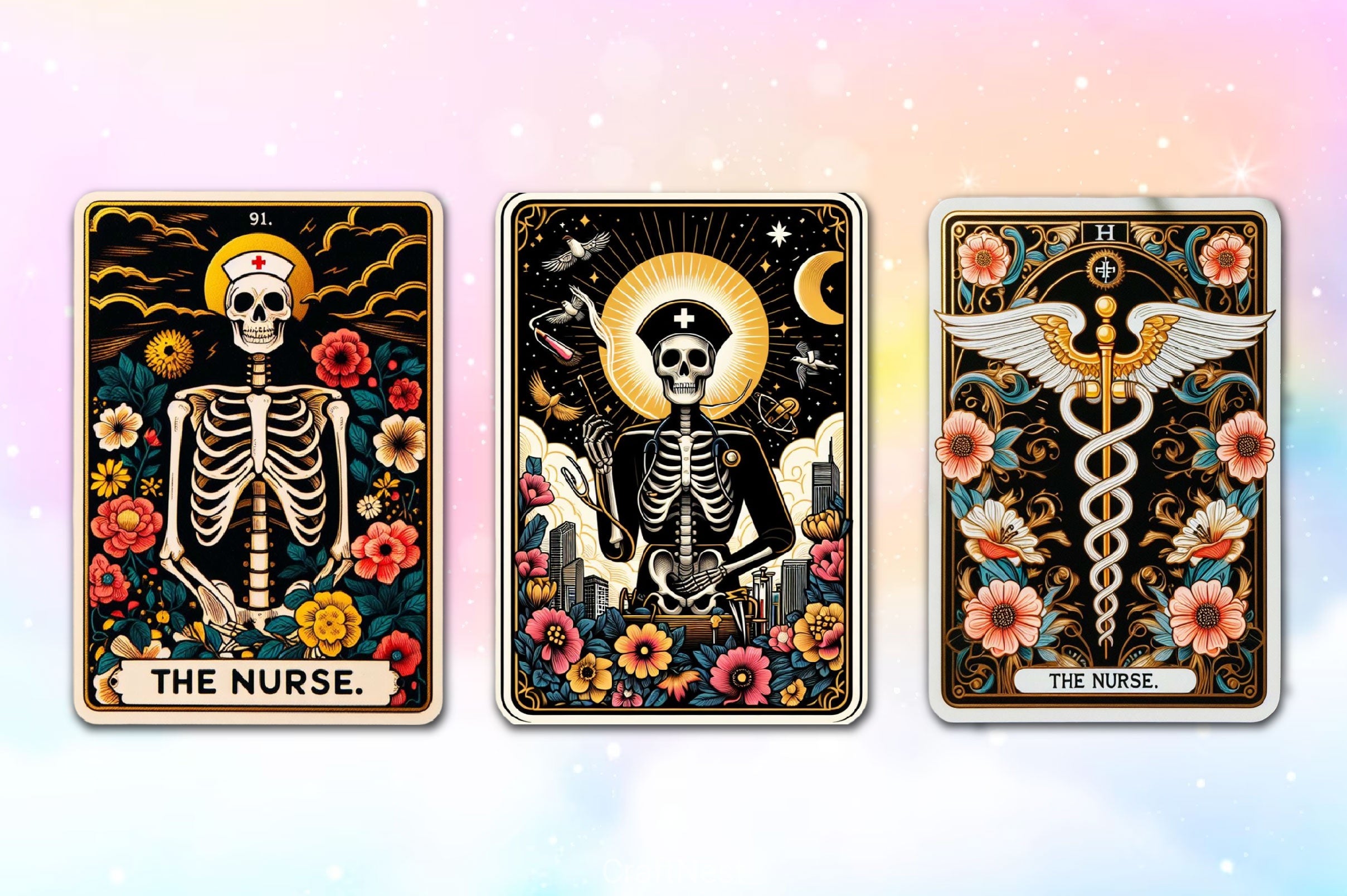 Nurse Funny Tarot Card Skeleton Clipart Bundle - CraftNest - Digital Crafting and Art