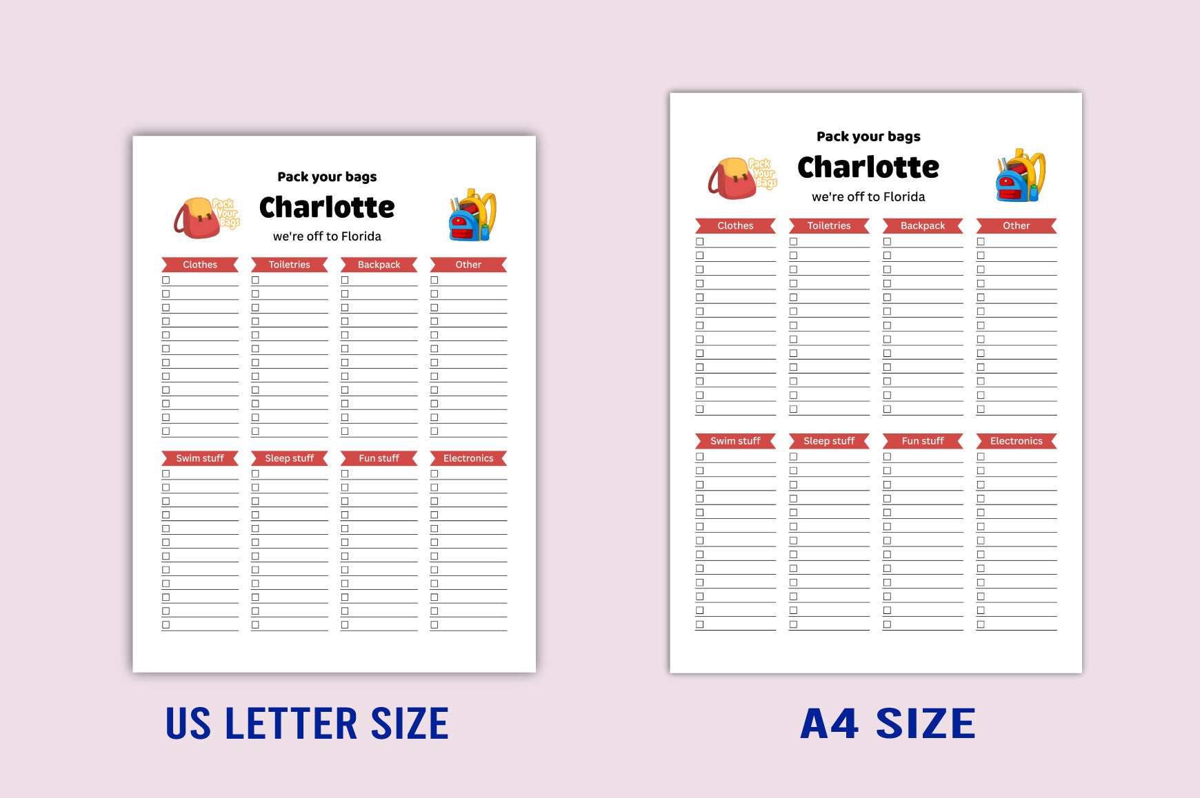 Kids Packing List Planner