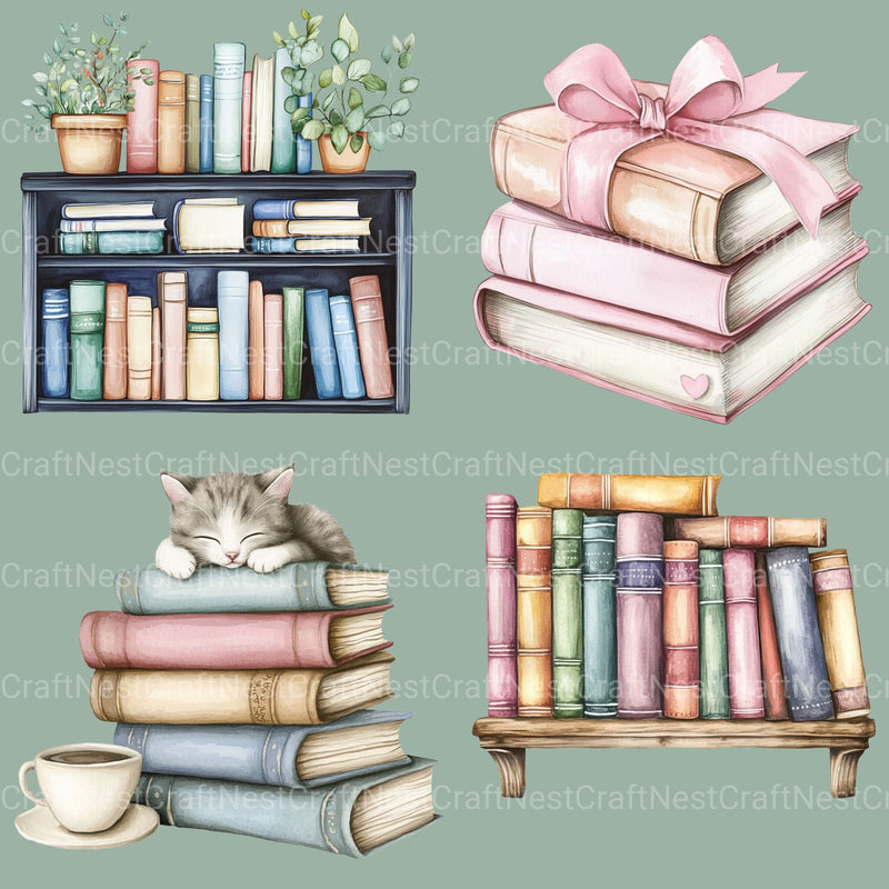 Books Updated Clipart Bundle - CraftNest - Digital Crafting and Art