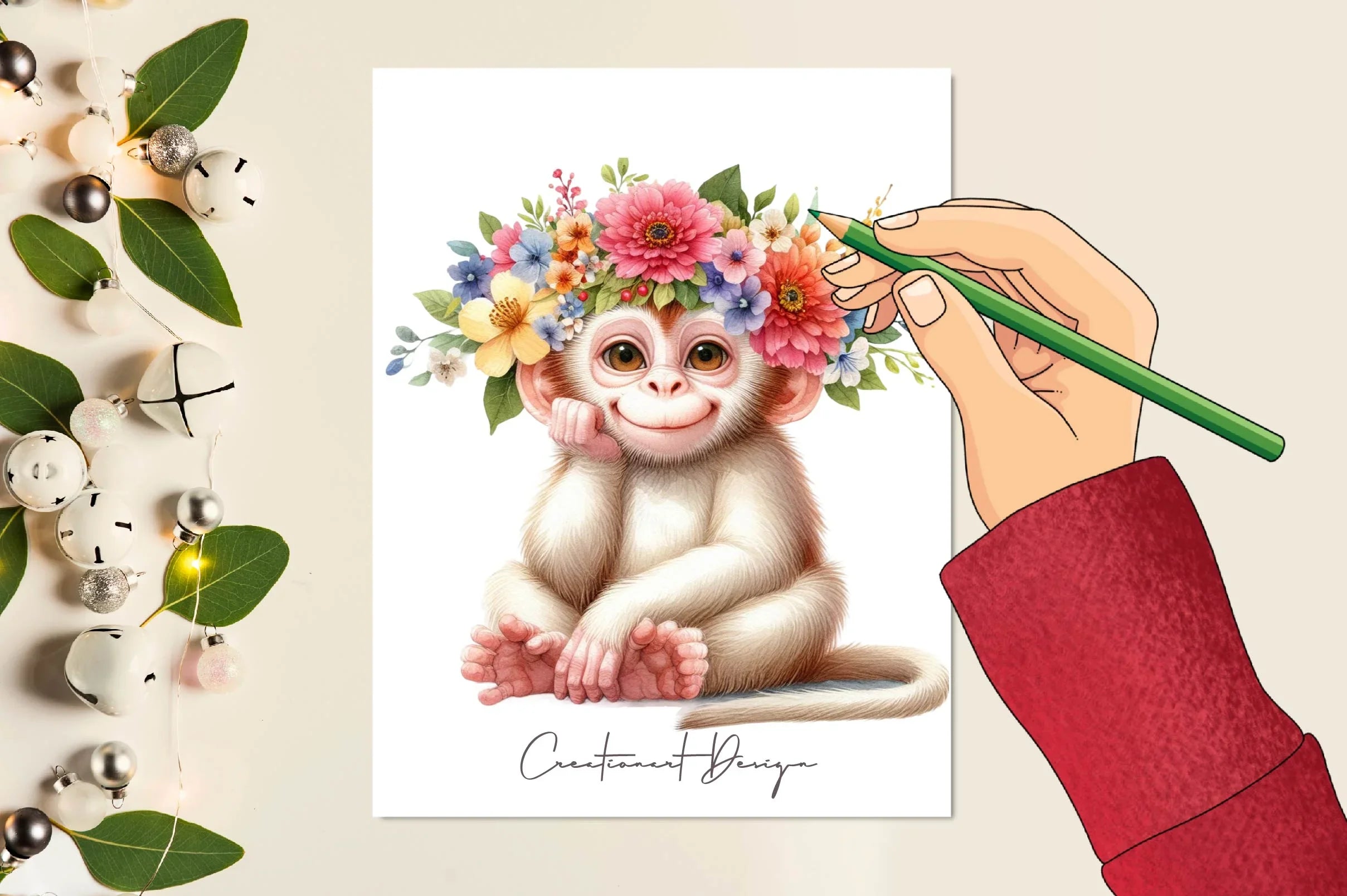 Cute Monkey Clipart Bundle - CraftNest - Digital Crafting and Art