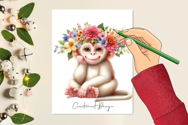 Cute Monkey Clipart Bundle - CraftNest - Digital Crafting and Art