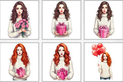 Valentine Girl Clipart Bundle 1 - CraftNest - Digital Crafting and Art