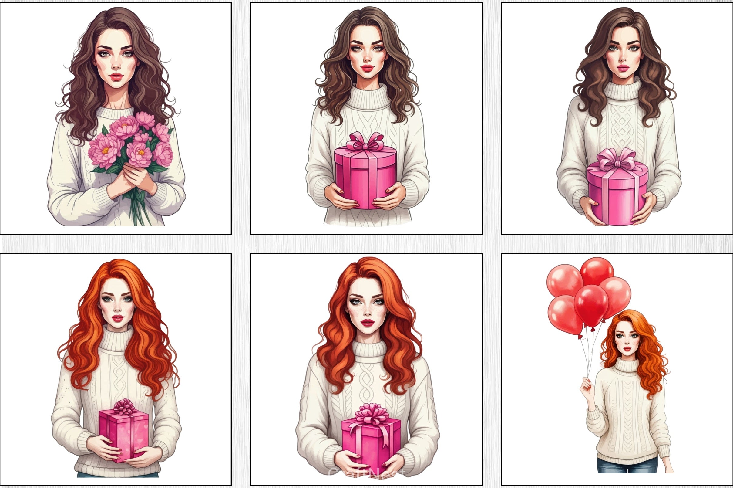Valentine Girl Clipart Bundle 1 - CraftNest - Digital Crafting and Art