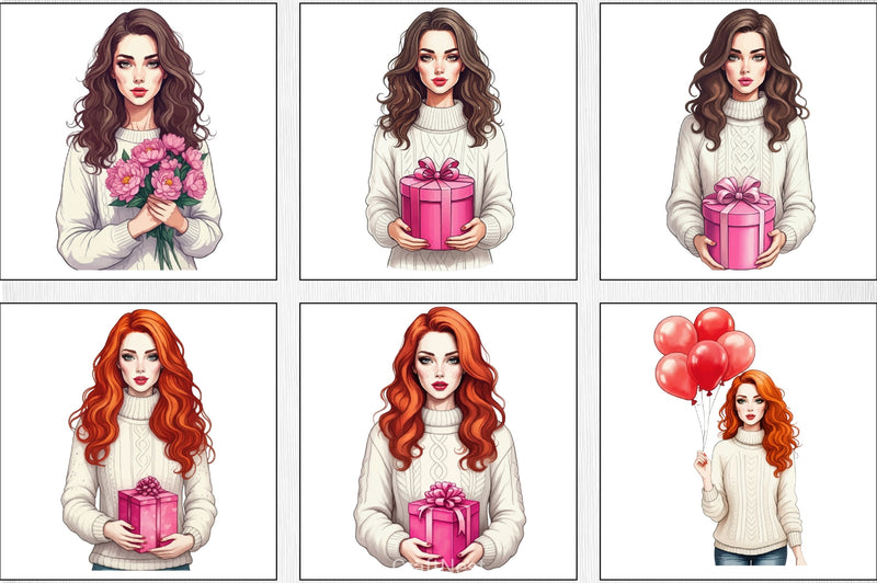 Valentine Girl Clipart Bundle 1 - CraftNest - Digital Crafting and Art