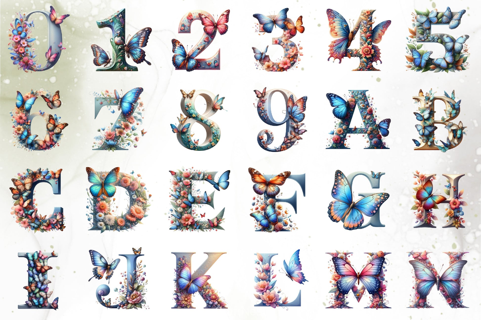 Butterfly Alphabet Clipart Bundle - CraftNest - Digital Crafting and Art