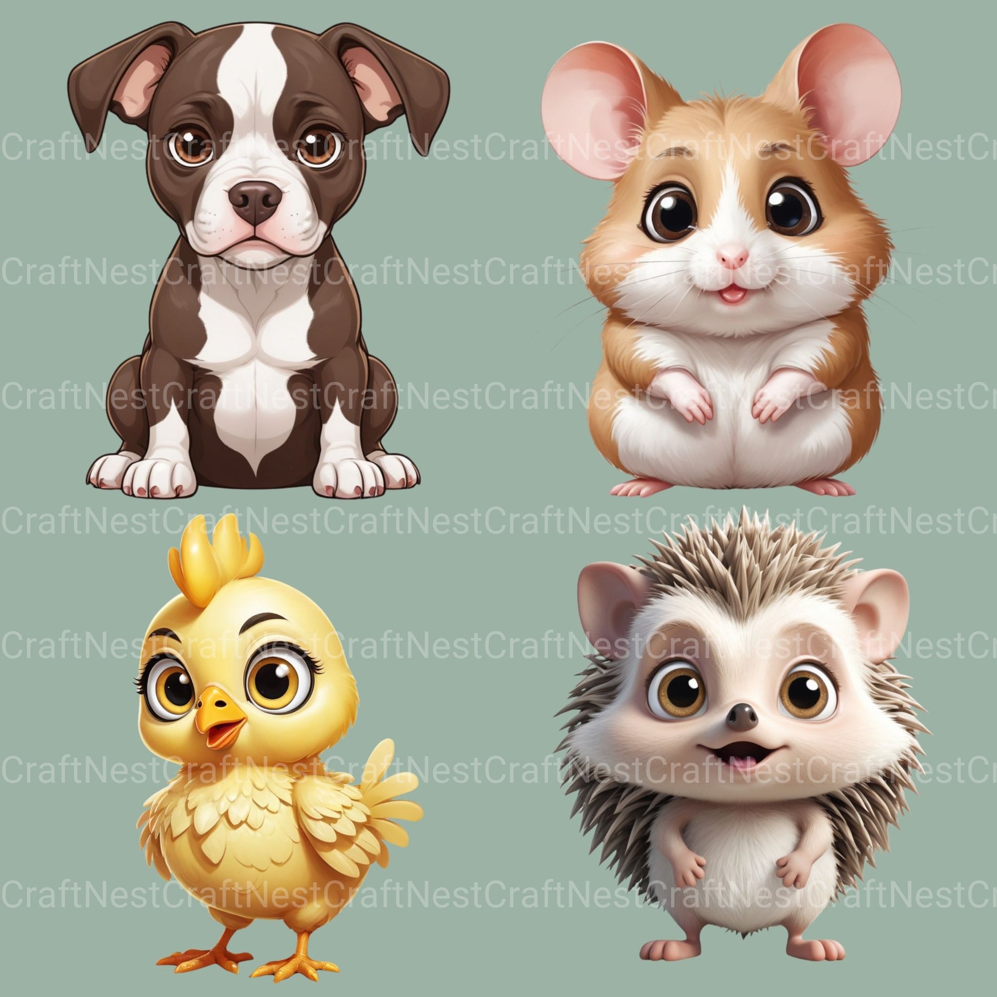 Big Eyed Animals Clipart Bundle - CraftNest - Digital Crafting and Art